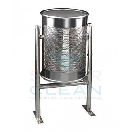 Papeleira de Chão Redonda Perfurada Brilhante 60L